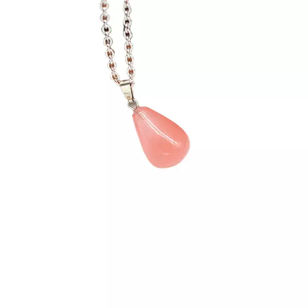 Csepp alakú természetes kőből készült nyaklánc - rózsaszín