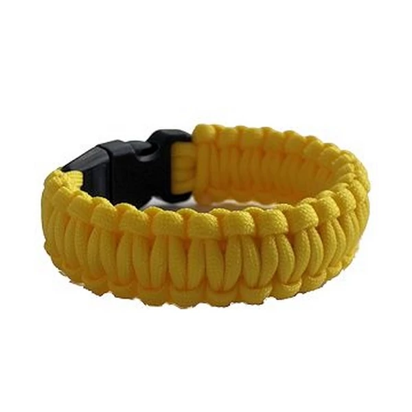 Fekete csatos paracord karkötő - citromsárga
