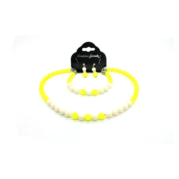 Swarovski gyöngy ékszerszett - Ivory & Neon Yellow Pearl - sárga