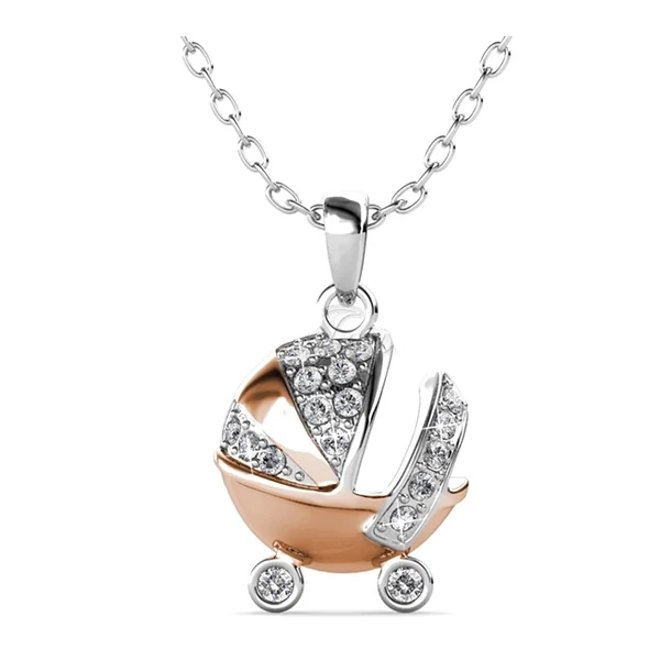 Babakocsi Swarovski kristályos nyaklánc - fehér