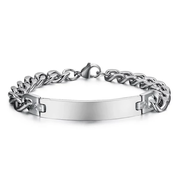 Gravírozható nemesacél karkötő 8*213 mm - ezüst, láncos
