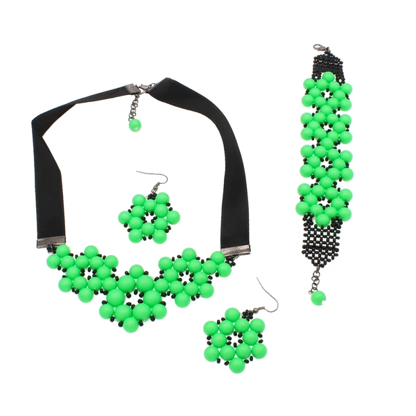 Tina - Swarovski gyöngy ékszerszett -  Neon Green - zöld