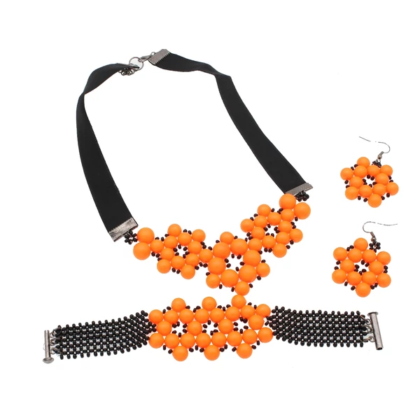 Ann - Swarovski gyöngy ékszerszett -  Neon Orange - narancs