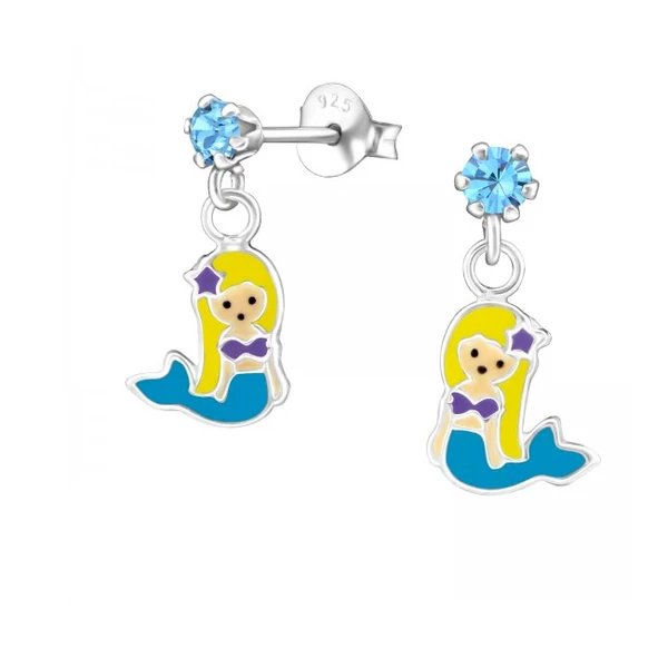 Mermaid- Swarovski kristályos gyerek fülbevaló -Sellőlány