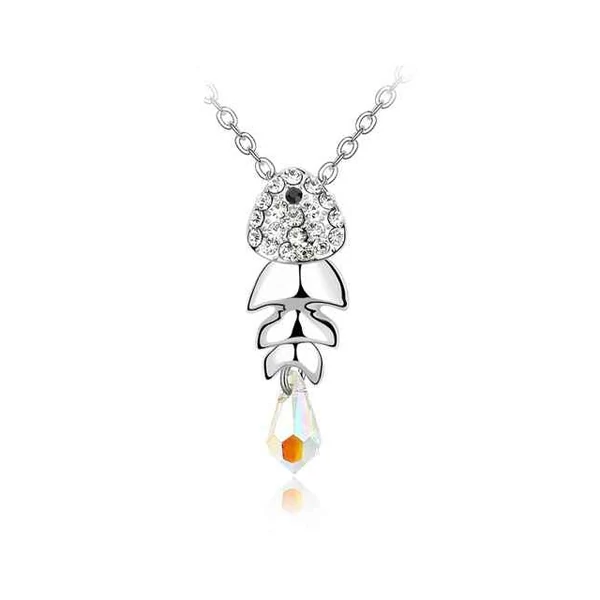 Hal - Swarovski kristályos - Nyaklánc - fehér