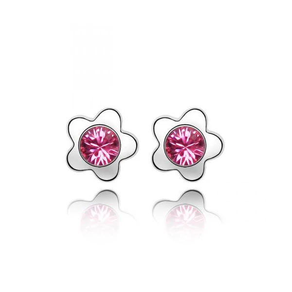 Apró virágok - rózsaszín - Swarovski kristályos - Fülbevaló