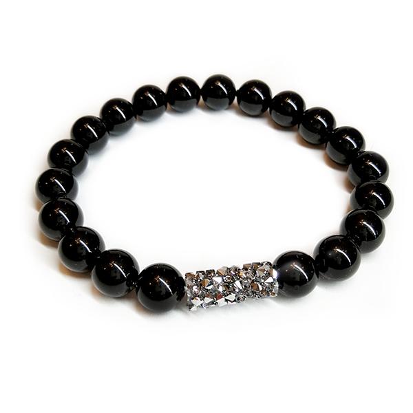 Swarovski gyöngy karkötő - Mystic Black - Light Chrome - fekete