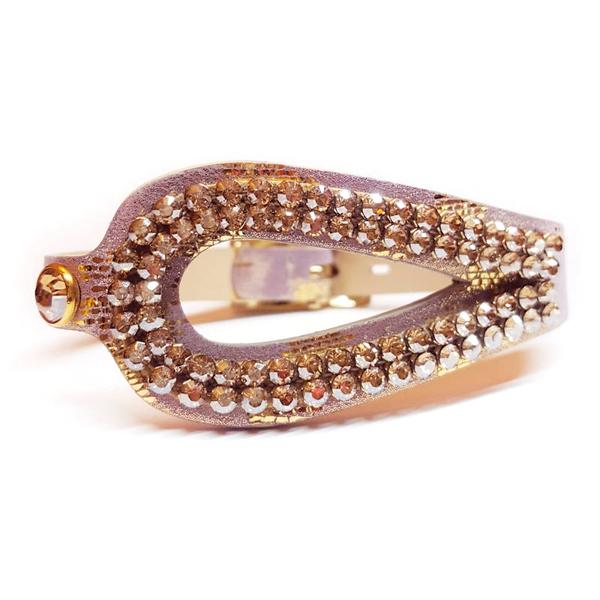 Csepp alakú bőr karkötő-- Golden Shadow  - Swarovski kristályos - arany
