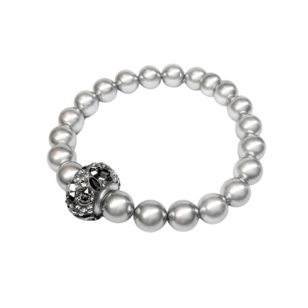 Swarovski gyöngy karkötő Swarovski kristályokkal - Light Grey - ezüst