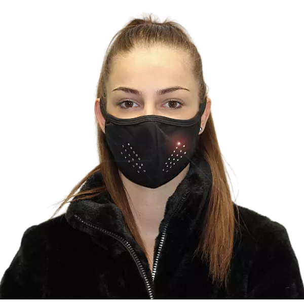 Swarovski kristályos egészségügyi maszk - fekete, cicabajszos
