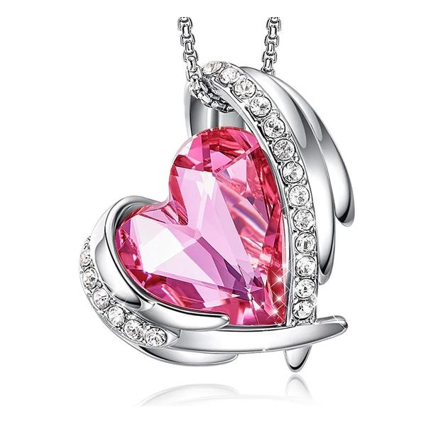 Pink Angel- Swarovski kristályos nyaklánc-rózsaszín-ezüst