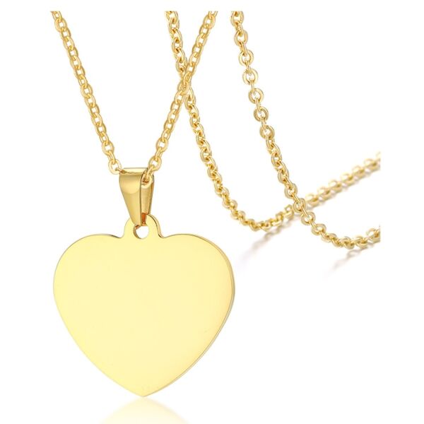 Gravírozható nemesacél medál -  szív alakú - arany-Valentin napra ajánljuk!