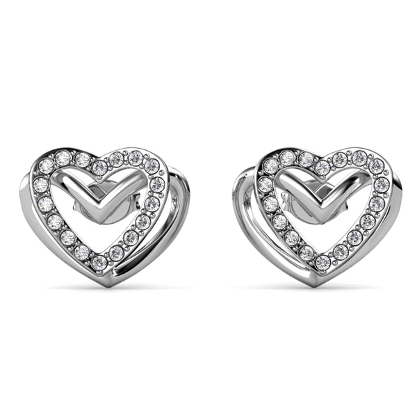 LOVE - ékszerdobozos Swarovski kristályos fülbevaló - fehér