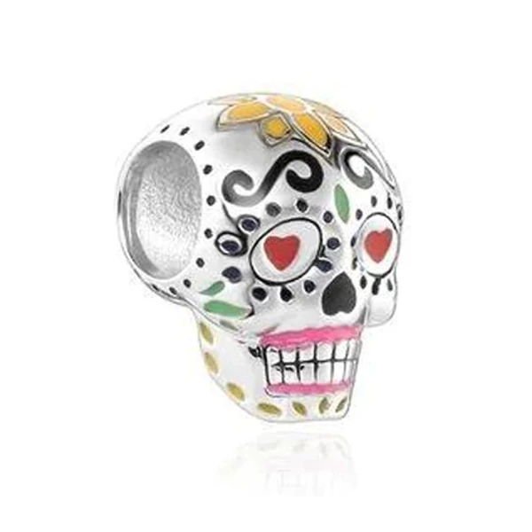 Pandora stílusú  ezüst charm -Día de los Muertos