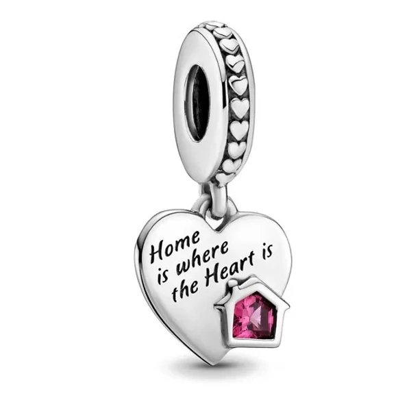 Pandora stílusú  ezüst charm - Home is where the heart is