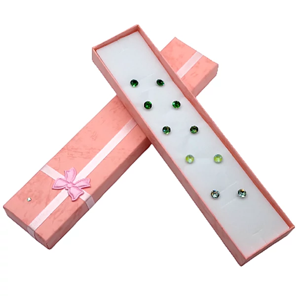 5 pár ékszerdobozos Swarovski kristályos fülbevaló kollekció - zöld