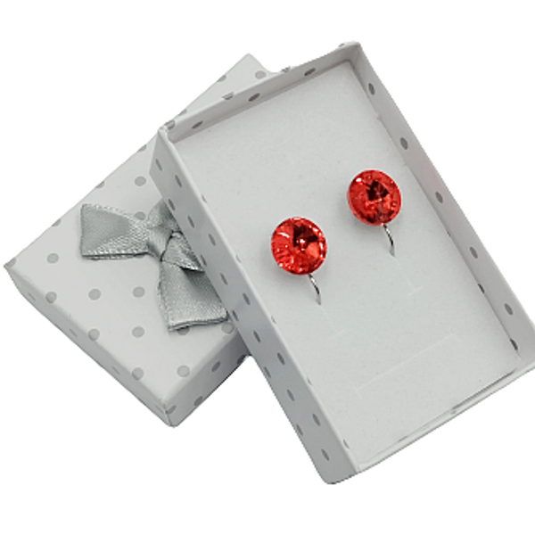 Csillogó kör- Swarovski kristályos Francia kapcsos fülbevaló-piros