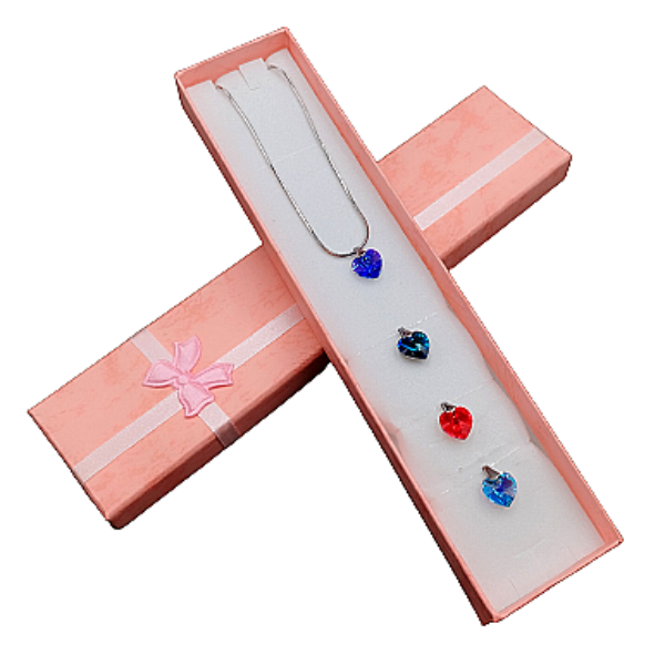 4 pár ékszerdobozos Swarovski kristályos nyaklánc- színes