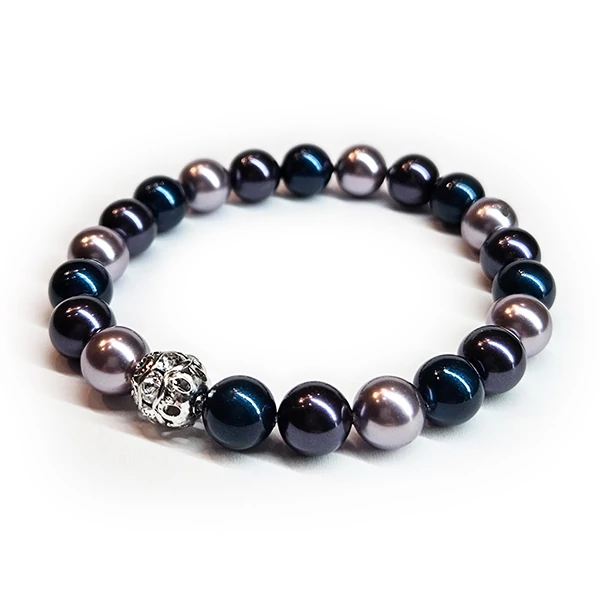 Swarovski gyöngy karkötő - Mauve, Dark Blue, Petrol 