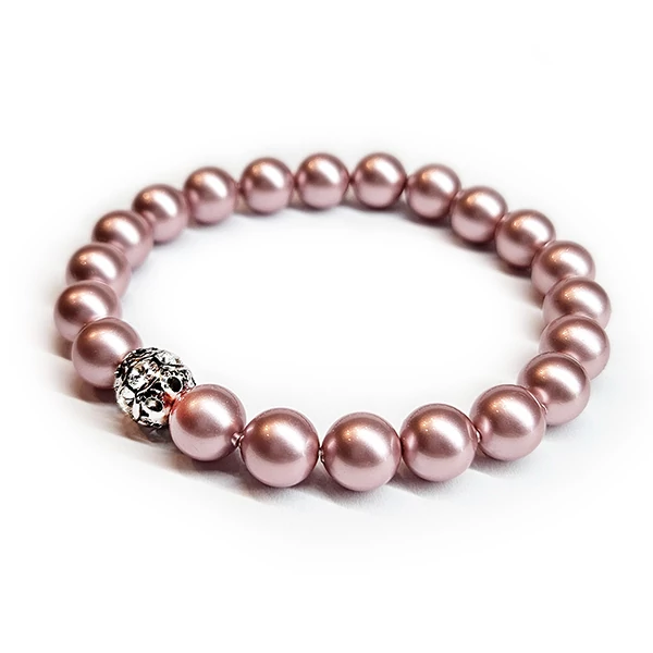 Swarovski gyöngy karkötő - Powder Rose 
