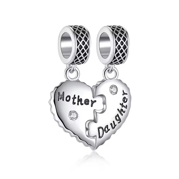Pandora stílusú ezüst páros charm - Anya-lánya
