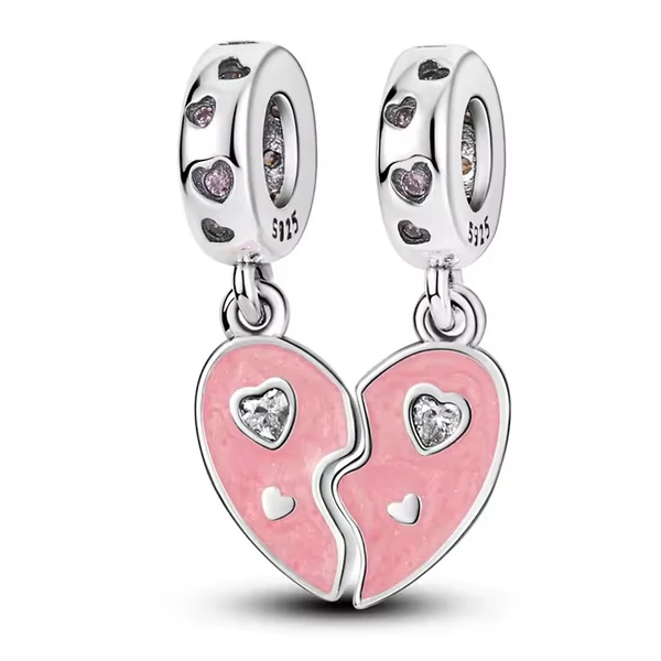 Pandora stílusú ezüst páros charm - Heart