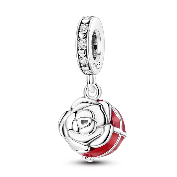 Pandora stílusú ezüst charm - Rose