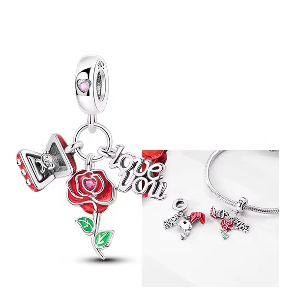 Pandora stílusú ezüst charm - Love