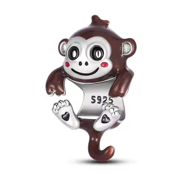 Pandora stílusú ezüst charm - Monkey