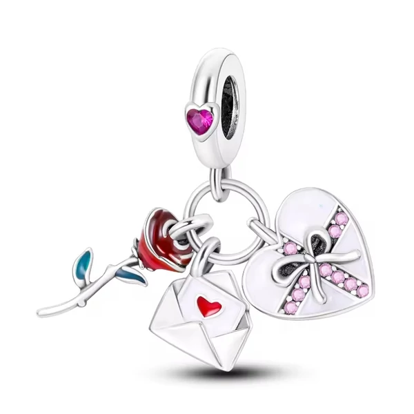 Pandora stílusú ezüst charm - Love letter