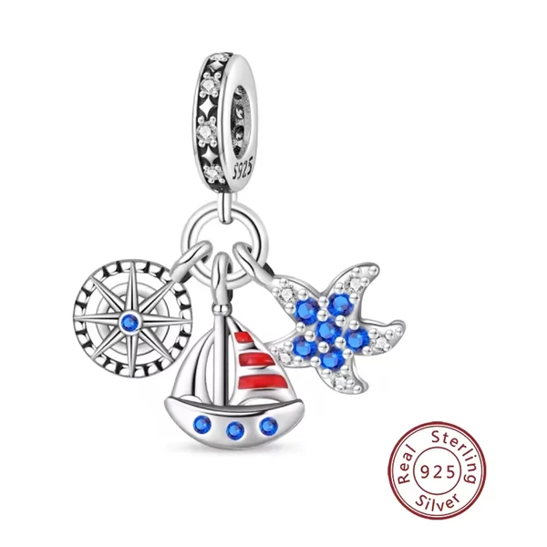 Pandora stílusú ezüst charm - Tenger