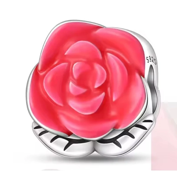 Pandora stílusú ezüst charm - Rózsa