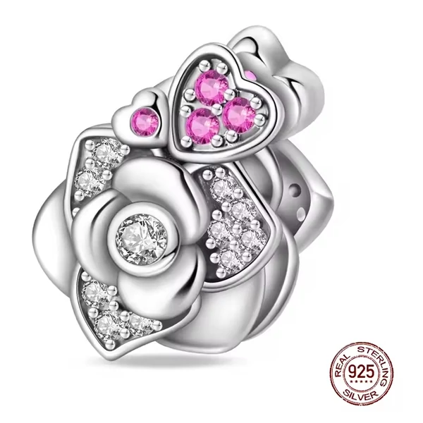 Pandora stílusú ezüst charm - Rózsám