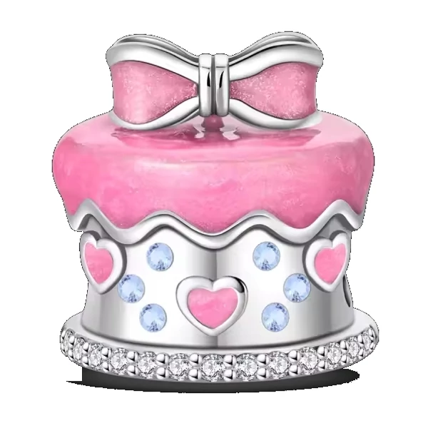 Pandora stílusú ezüst charm - Torta