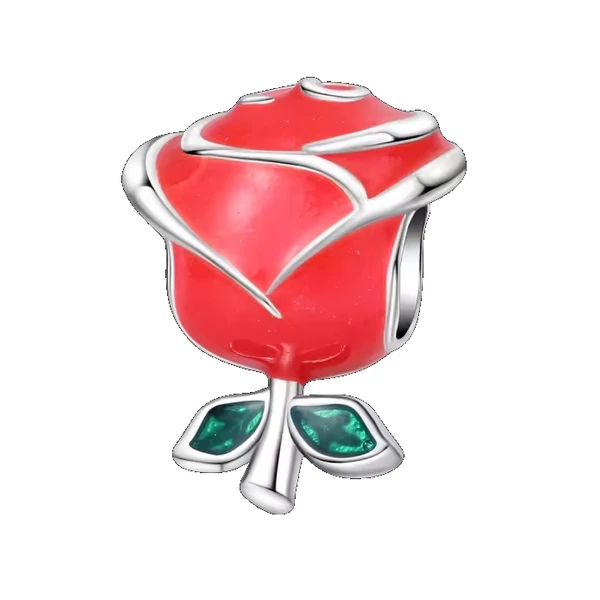 Pandora stílusú ezüst charm - Rose