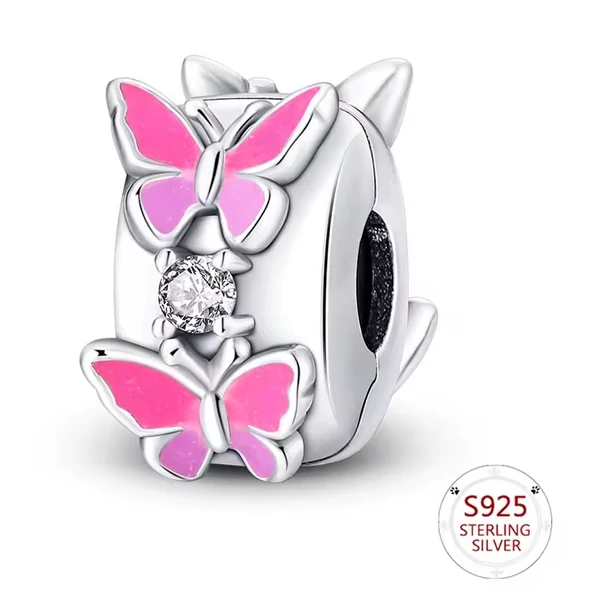 Pandora stílusú ezüst klip charm - Pillangó