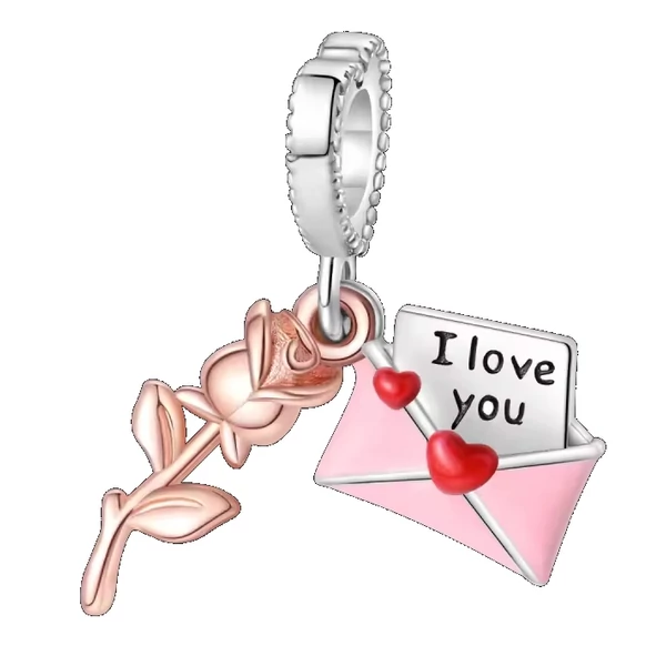 Pandora stílusú ezüst charm - I love you