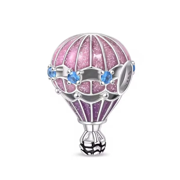 Pandora stílusú ezüst charm - Léggömb