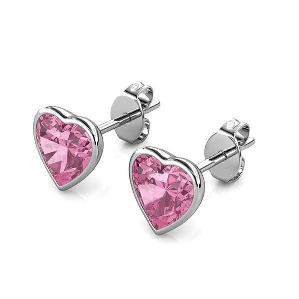 Silver Heart-Swarovski kristályos fülbevaló