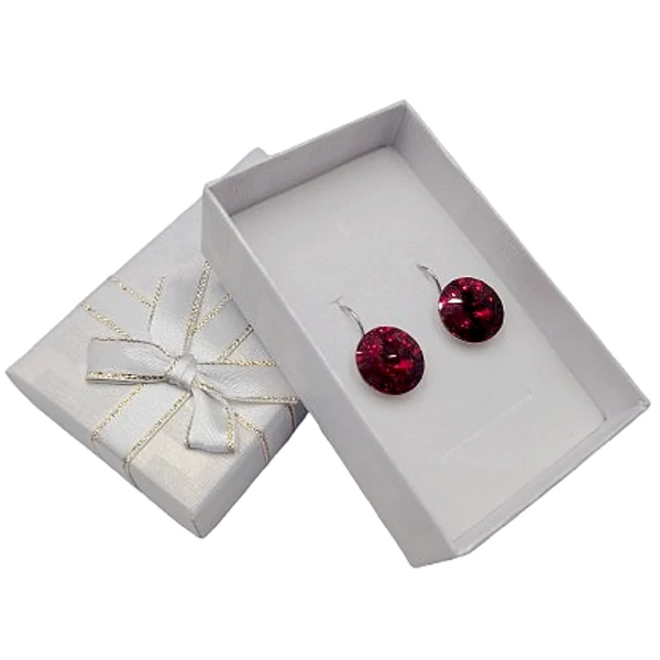 Csillogó kör- Swarovski kristályos Francia kapcsos fülbevaló-vörös