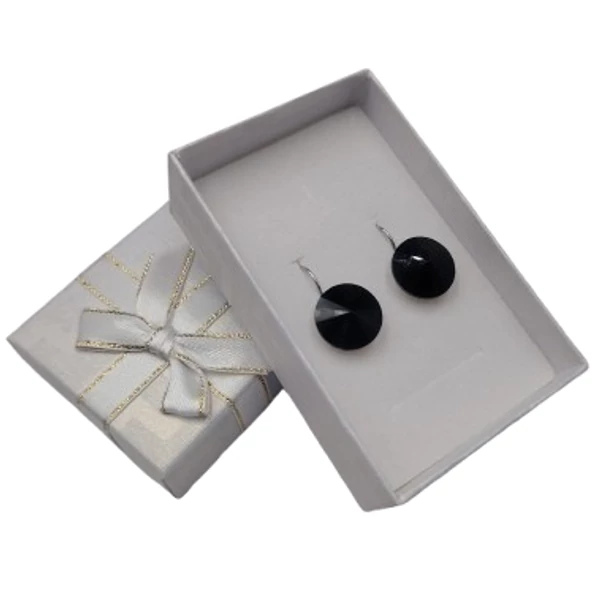Csillogó kör- Swarovski kristályos Francia kapcsos fülbevaló-fekete 12*12 mm