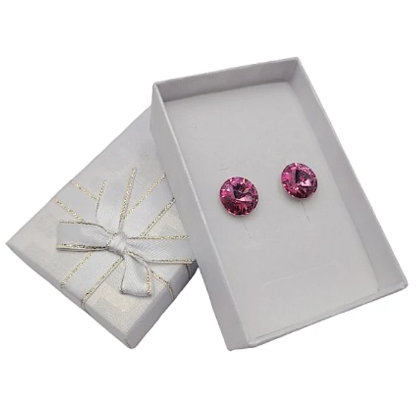 Csillogó kör- Swarovski kristályos fülbevaló-rózsaszín