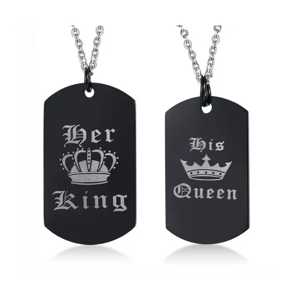 Her King-His Queen - gravírozható páros nemesacél nyaklánc
