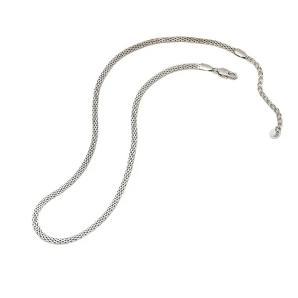 Ezüstszínű mesh acél nyaklánc - 45+5 cm