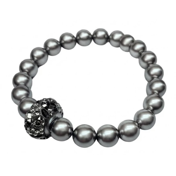 Swarovski gyöngy karkötő Swarovski kristályokkal - Grey - ezüst
