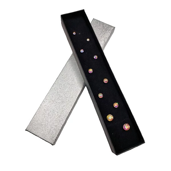 5 pár ékszerdobozos Swarovski kristályos fülbevaló kollekció - színjátszófehér