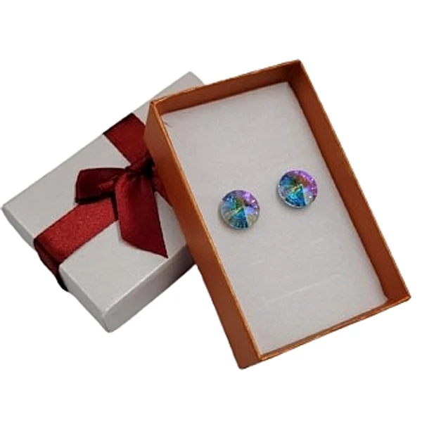 Csillogó kör- Swarovski kristályos fülbevaló-színjátszófehér