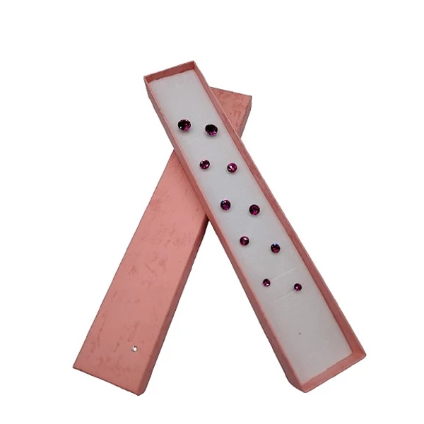 5 pár ékszerdobozos Swarovski kristályos fülbevaló kollekció - pink
