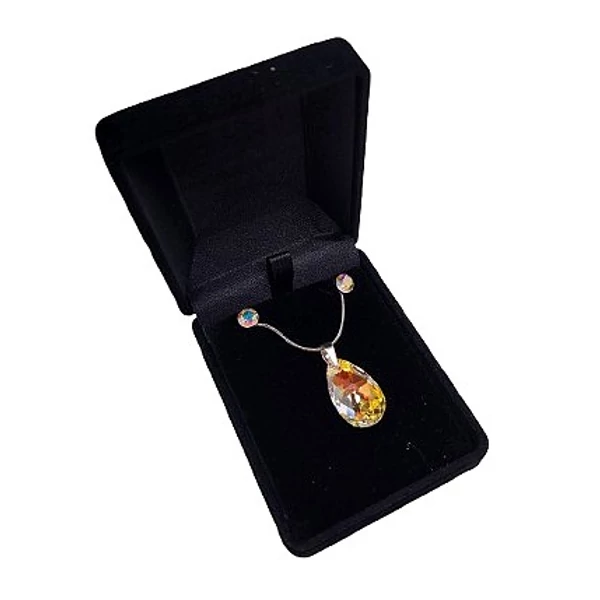 Drop- Swarovski kristályos nemesacél ékszerszett - színjátszófehér