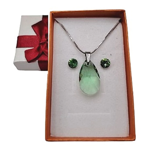 Drop- Swarovski kristályos nemesacél ékszerszett - zöld